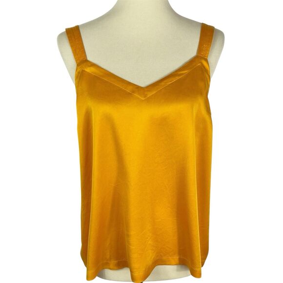 Anthropologie Floreat 100% Silk Tangerine V-Neck Camisole Cami Tank Top Medium - Picture 1 of 9